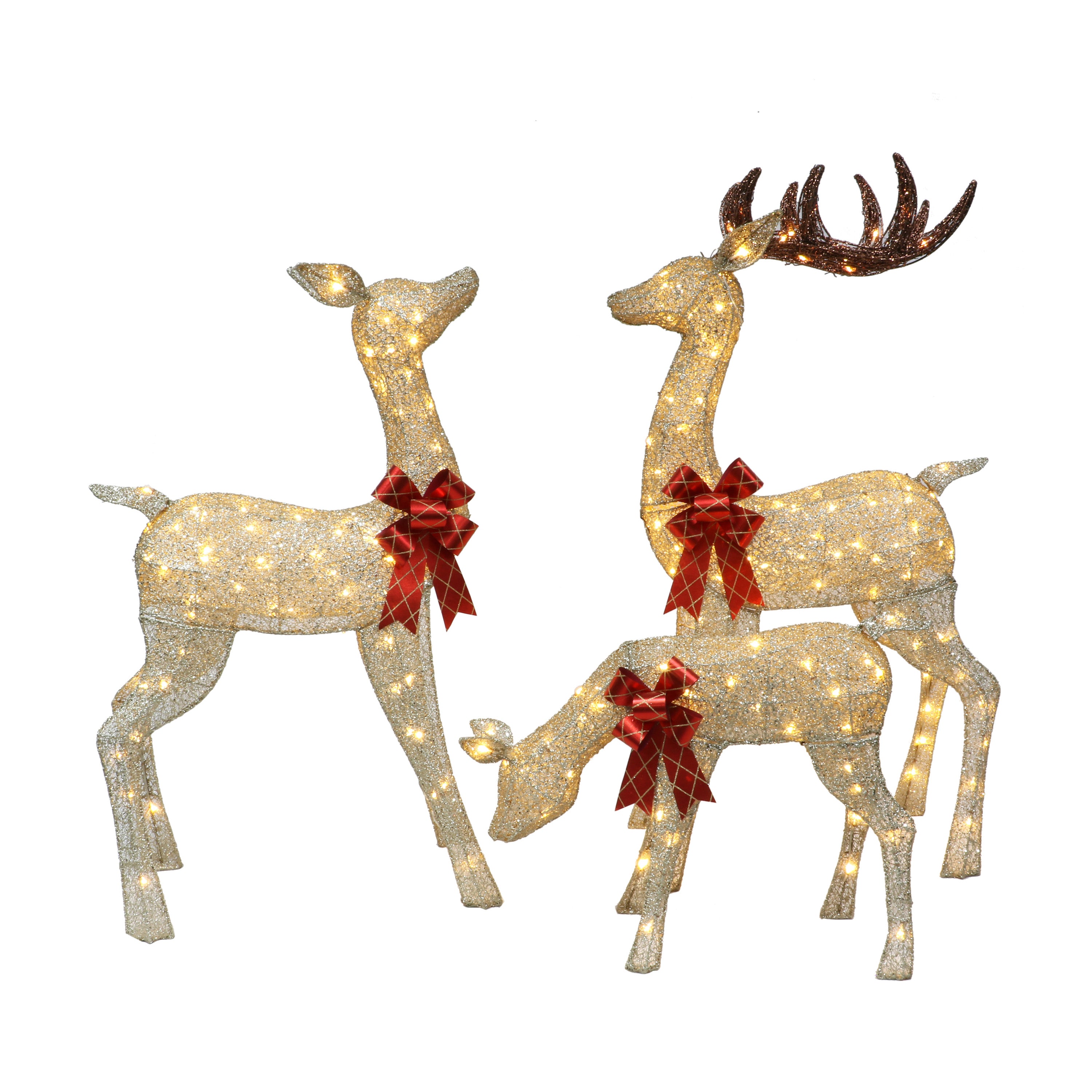 Set of 3 Deer Family with 210 Warm White LED Lights UL Adapter Outdoor or Indoor Use 323-YD0418L3-NA